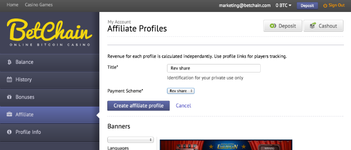 BetChain Affiliate Profile